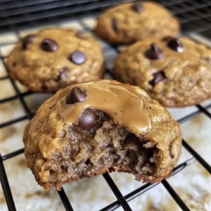 High protein banana bread cookies baking in oven