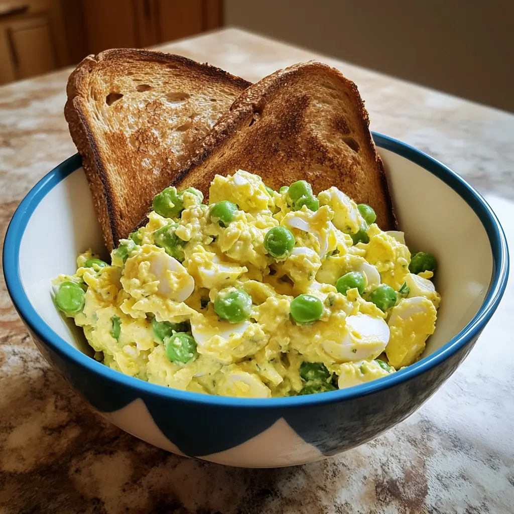 High protein healthy egg salad made with Greek yogurt in a bowl
