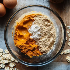 Folding Batter for High Protein Pumpkin Muffins Without Protein Powder