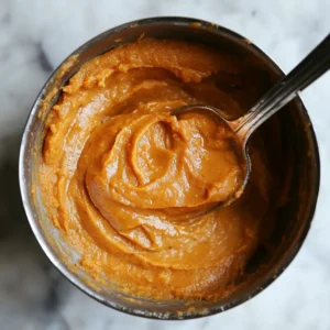 Mixing sweet potato, nut butter, maple syrup, and vanilla for brownies