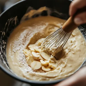 Adding almond milk to adjust banana bread high protein low calorie batter thickness