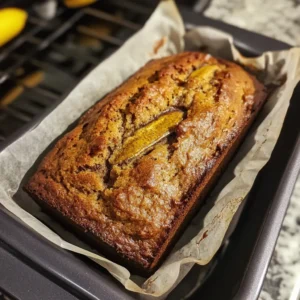 Banana bread high protein low calorie loaf baking in the oven at 350 degrees