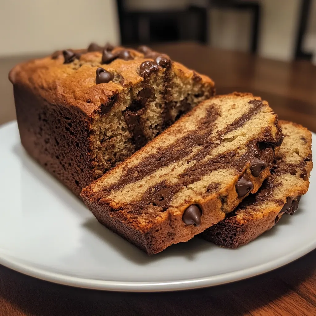Freshly baked banana bread high protein low calorie loaf sliced on a board